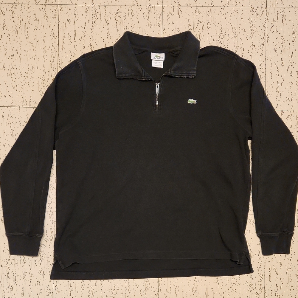 Lacoste Black 1/4 Zip Collar Pullover Sweater